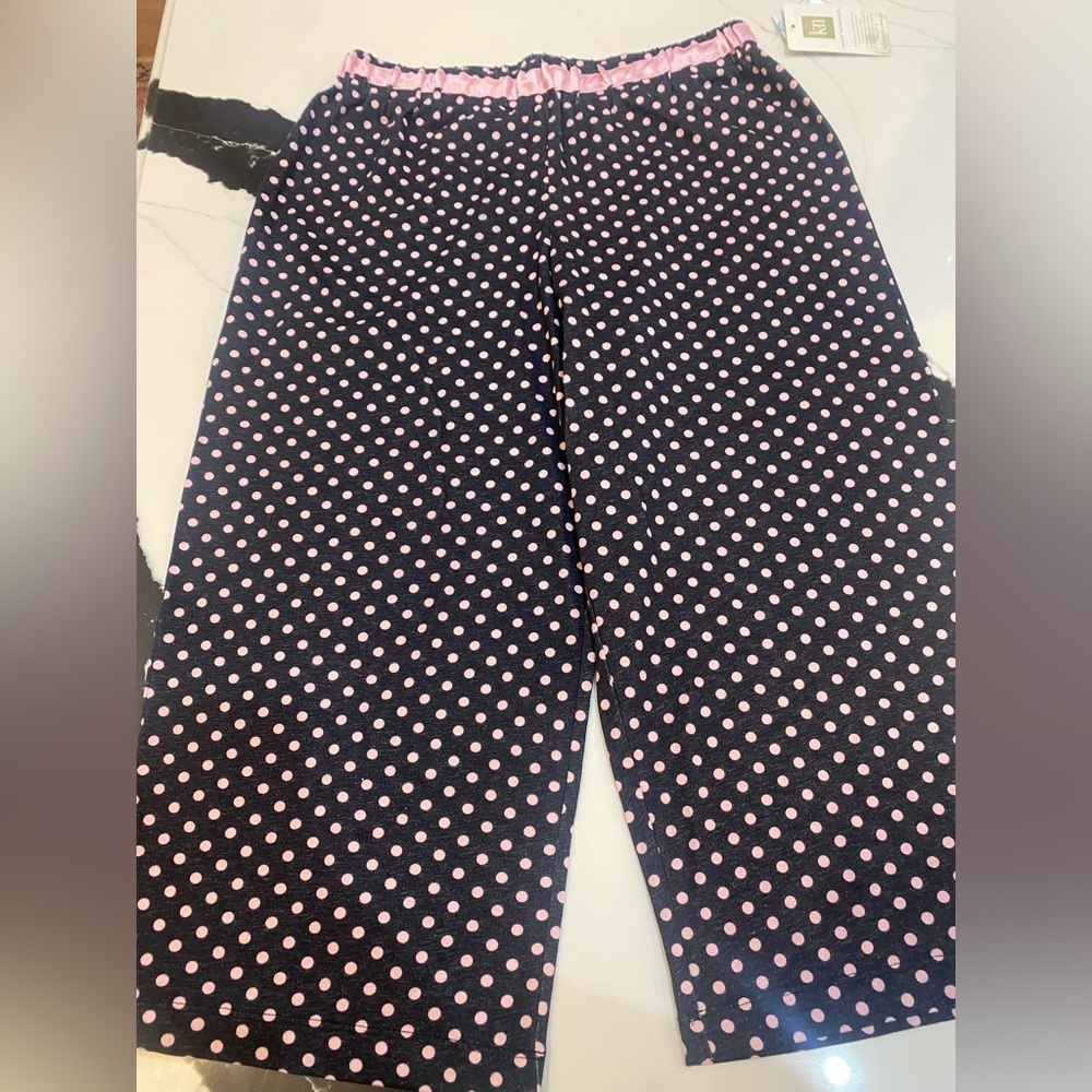 Brand new with tags! Karen Neuburger Black Pajama Pants with Pink Polka Dots